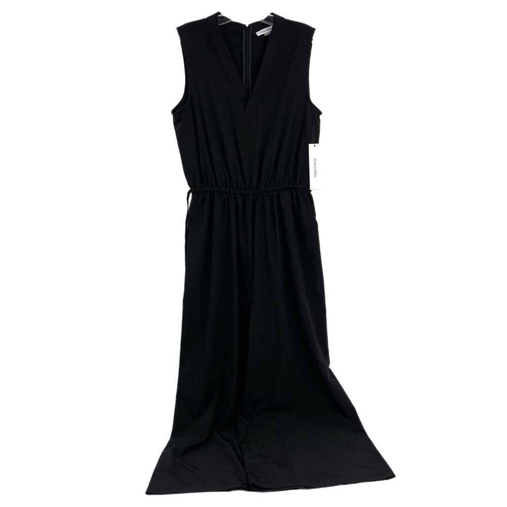 Calvin Klein Black Sleeveless Jumpsuit Drawstring Waist Wide-Leg Inseam Womens 6